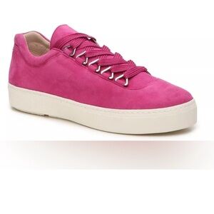 Stuart Weitzman Gaming Hot Pink Geranium Suede Sneakers, 7.5